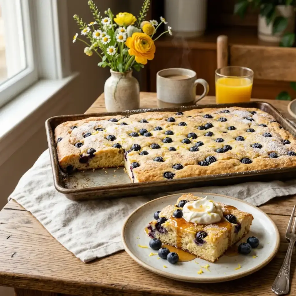 Zesty Lemon Blueberry Sheet Pan Pancakes