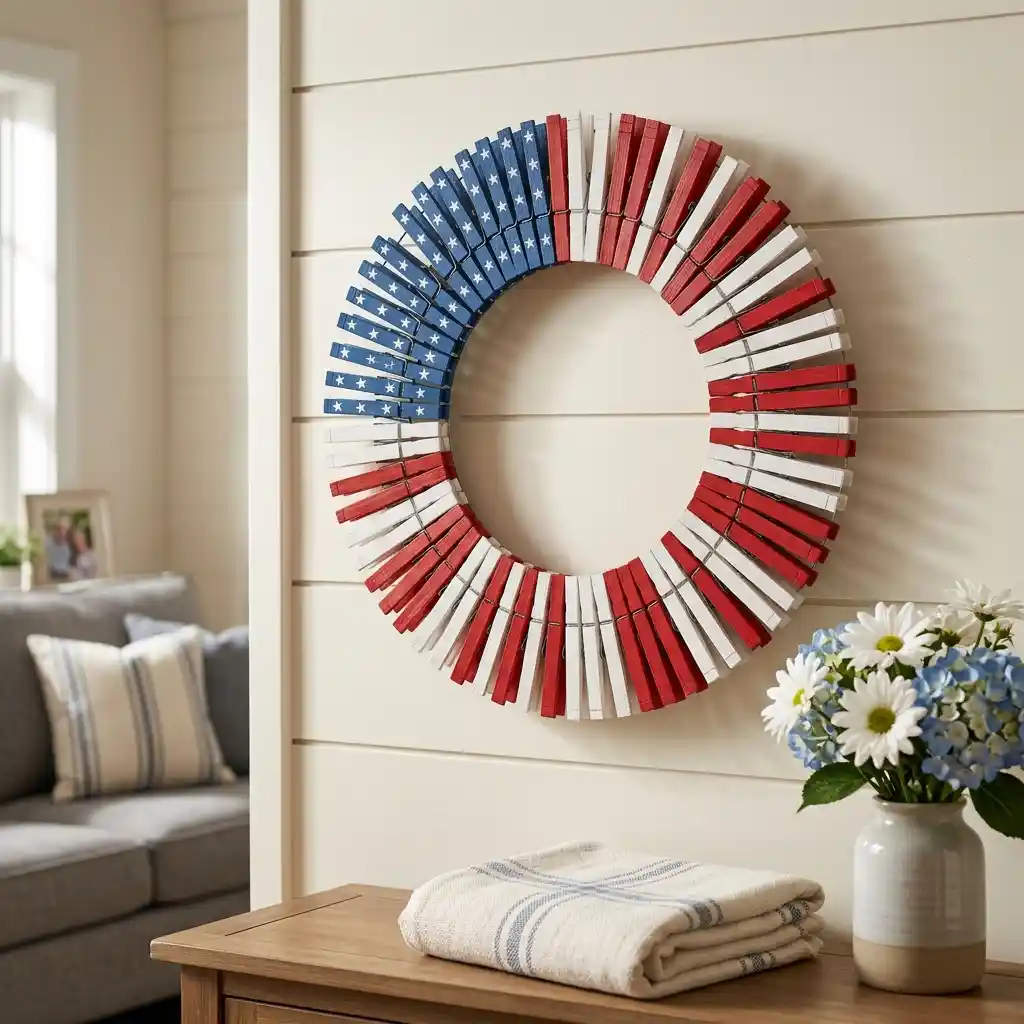 Clothespin Flag Wreath