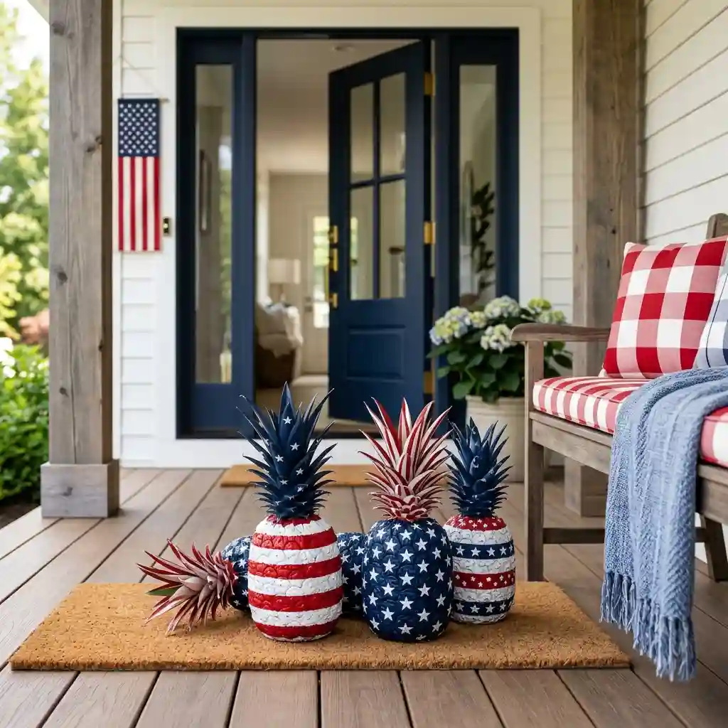 Painted Pineapple Patriotic Entryway