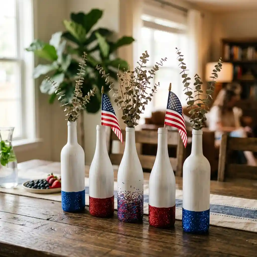 Painted Wine Bottle Vases