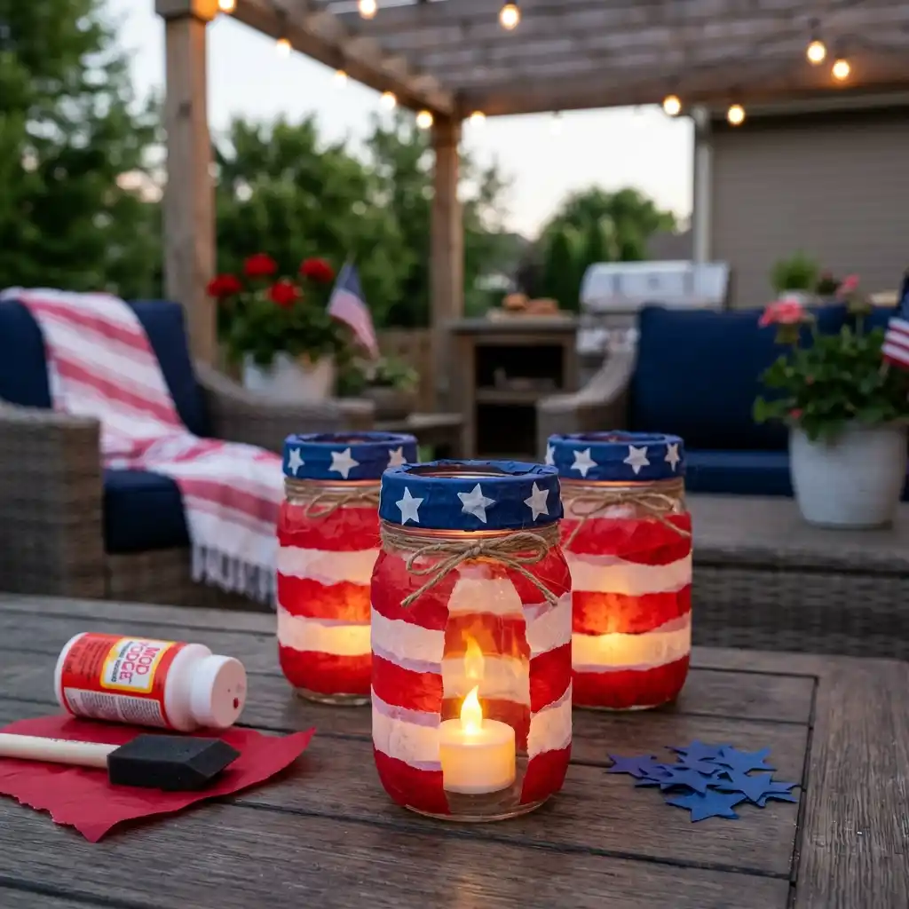 Patriotic Mason Jar Lanterns