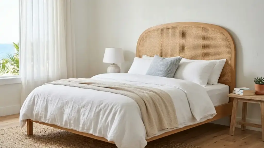 Choose a woven cane headboard