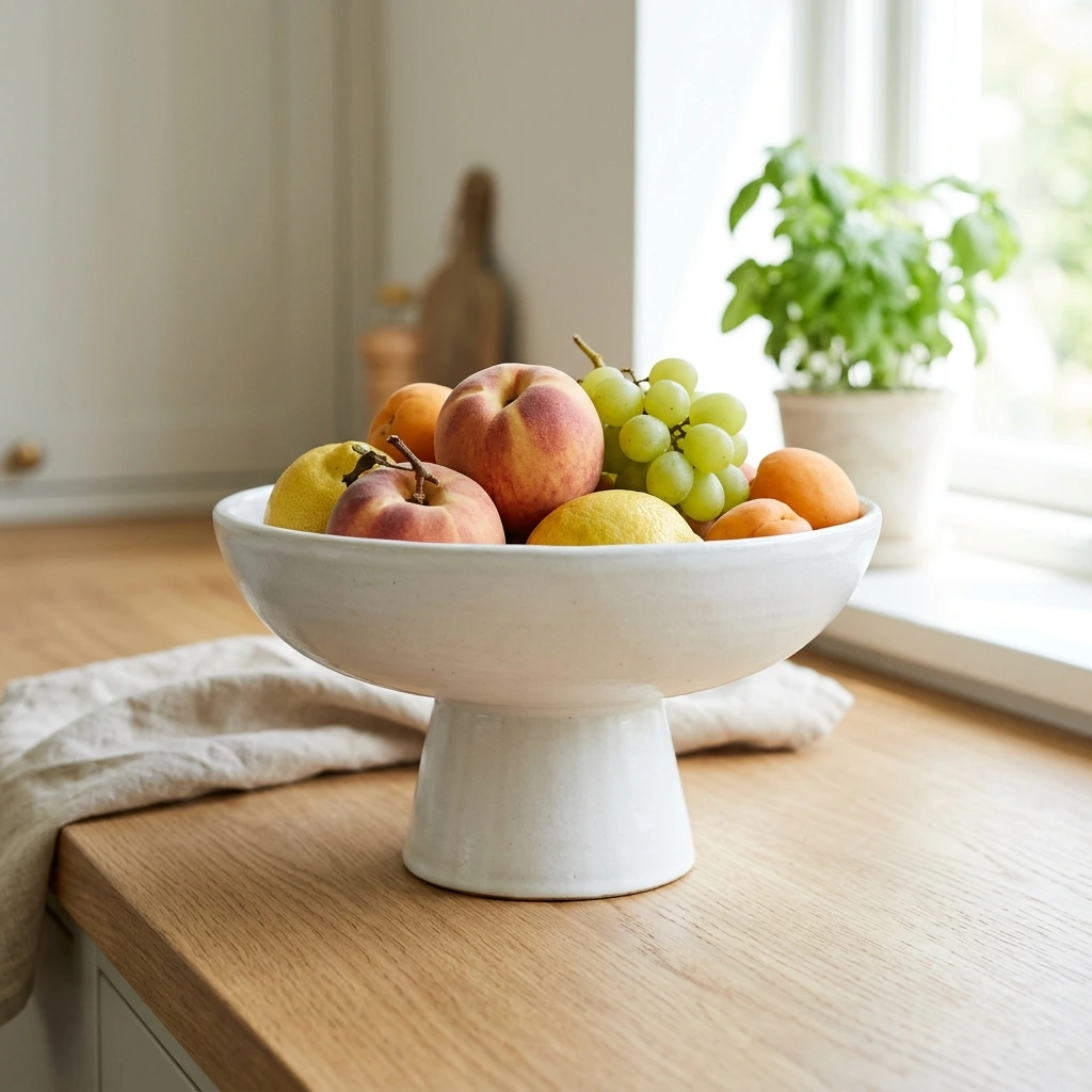 1. Ceramic Pedestal Fruit Bowl