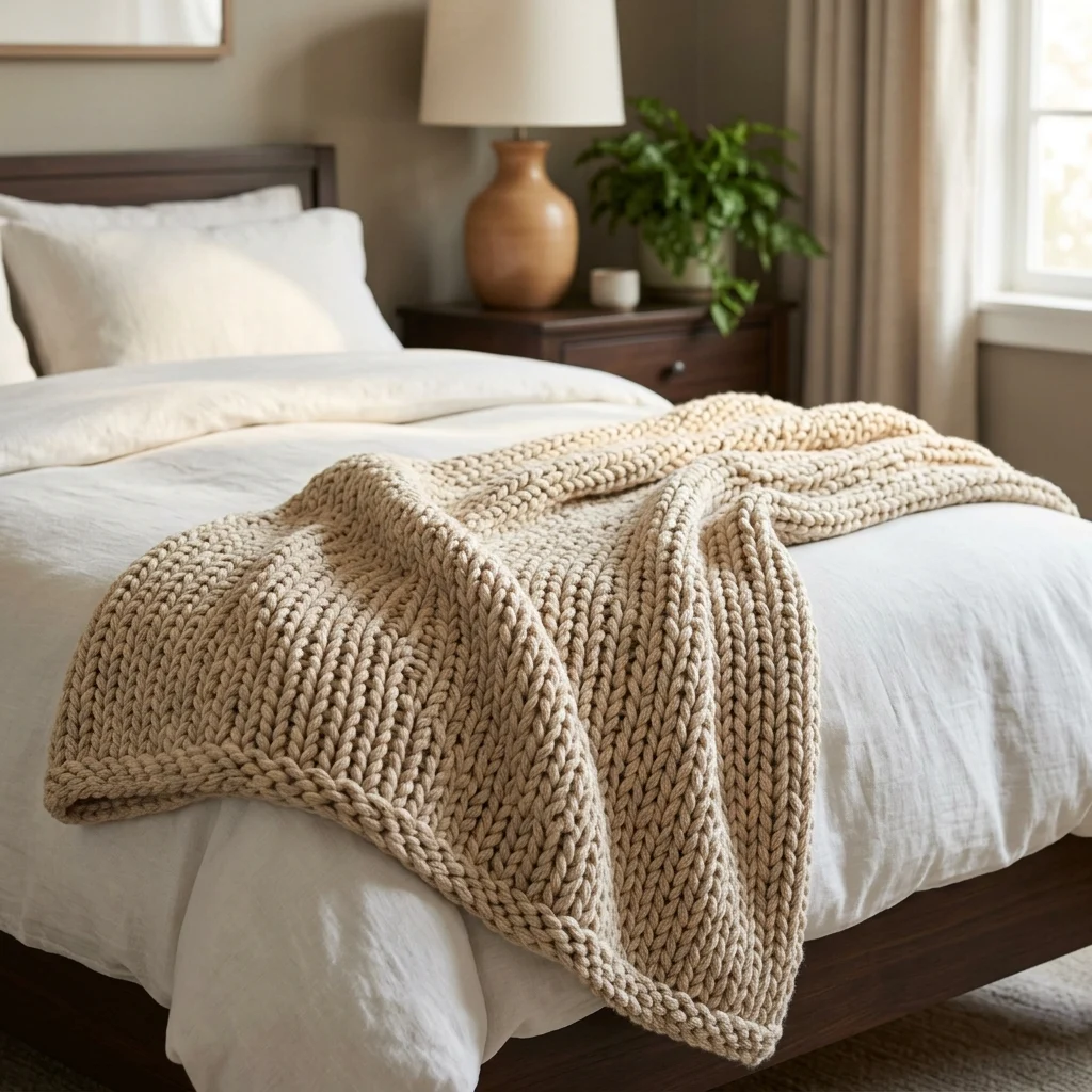 Handwoven Chunky Knit Throw Blanket