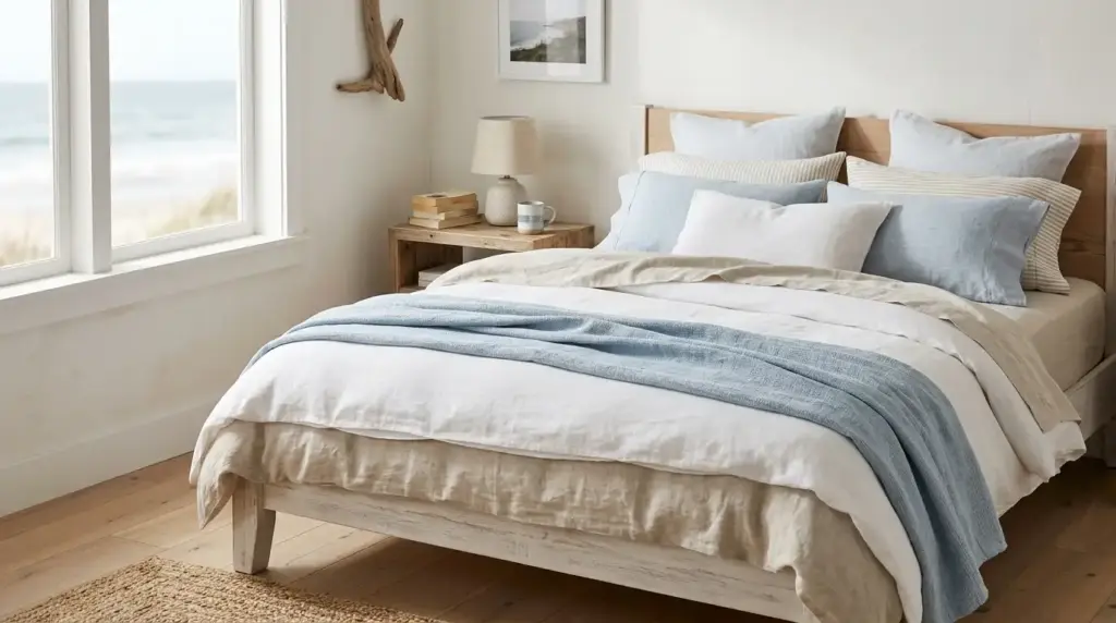 Layer your bedding with lightweight linen