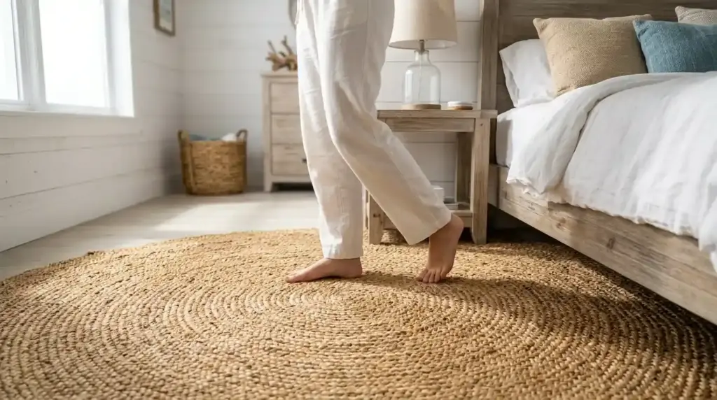 Ground the space with a jute area rug