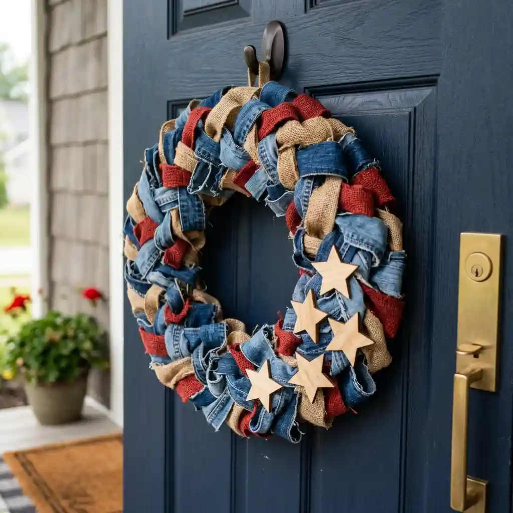 Denium and Burlap Wreath