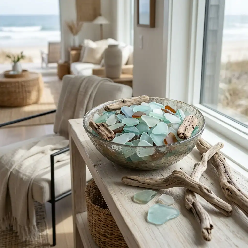 Driftwood and Sea Glass Accents