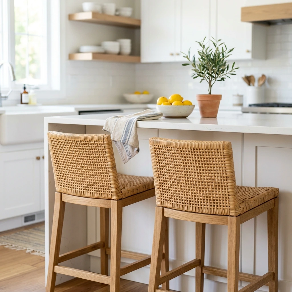 2. Woven Rattan Counter Stools