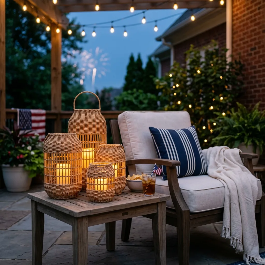 Woven Rattan Outdoor Lanterns