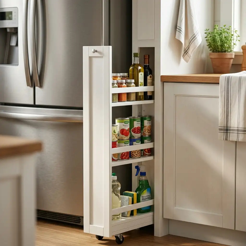 Slide in a Rolling Pantry Cart