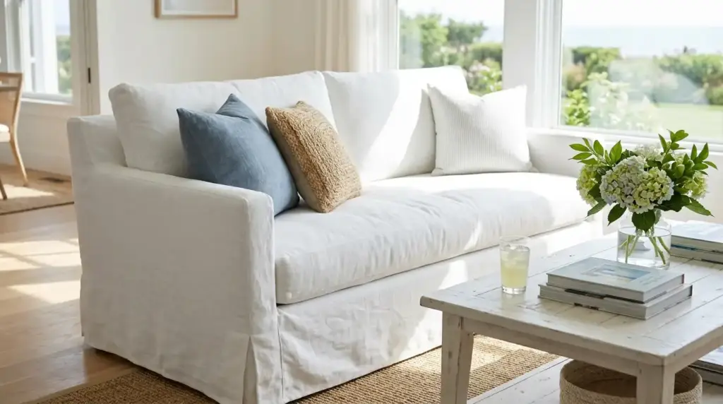 Crisp White Linen Slipcovers