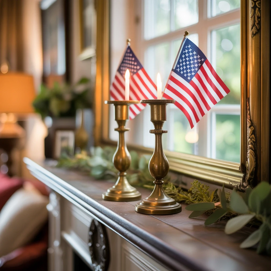 Placed in Antique Brass Candlesticks