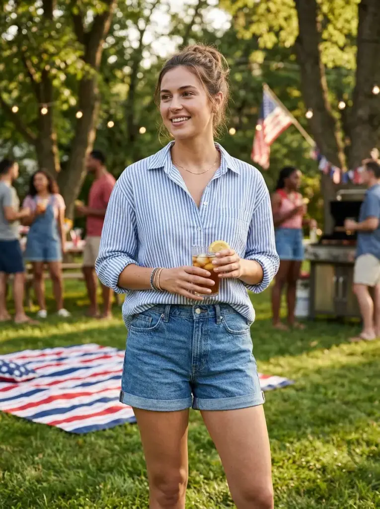Denim Shorts and a Relaxed Button-Up