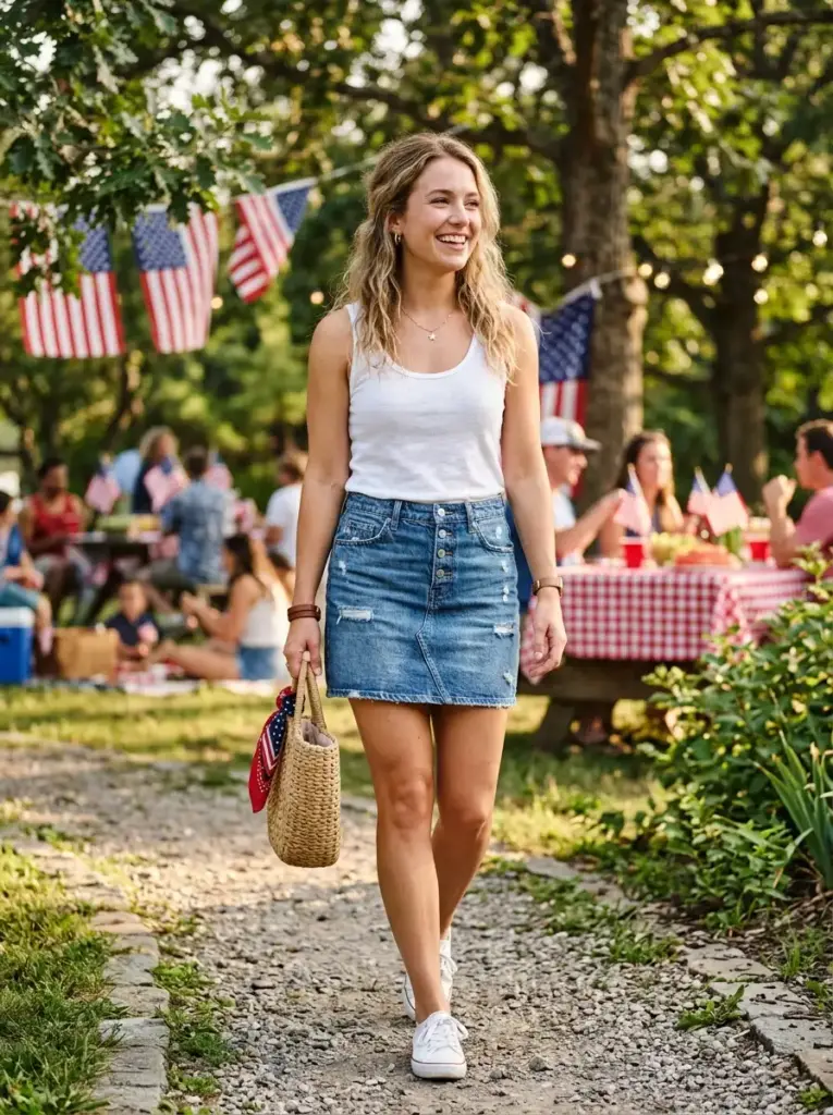 Denim Skirt and Lightweight Tank Top