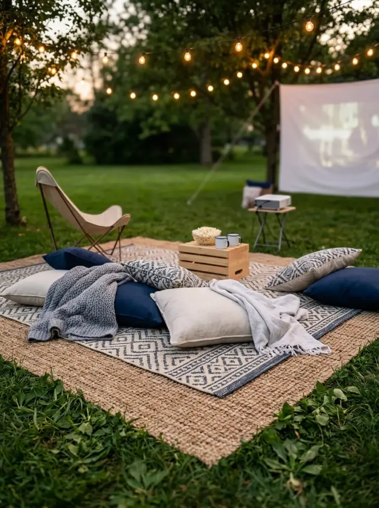Layer Rugs to Define the Viewing Zone