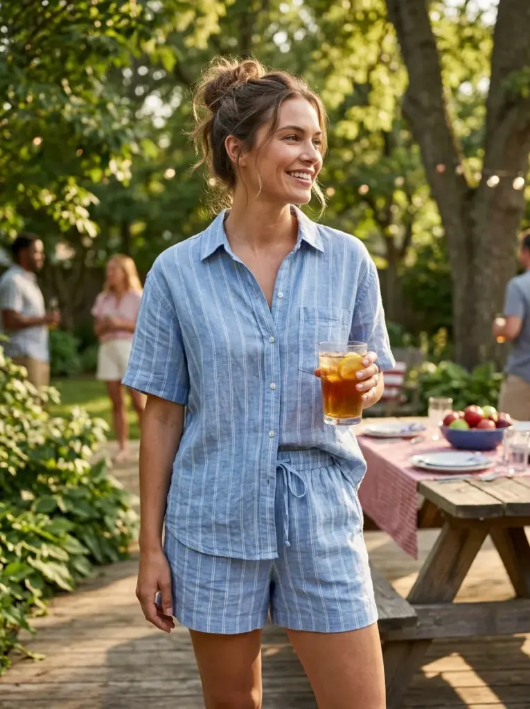 Breezy Linen Set for Outdoor Gatherings