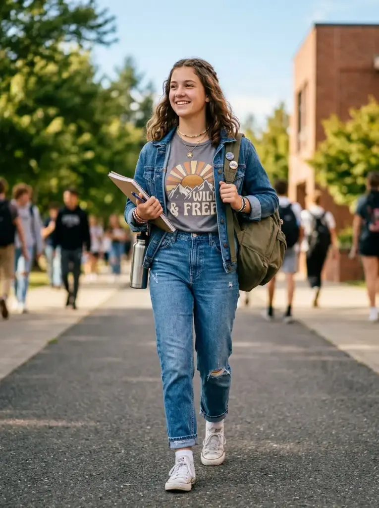 Classic Denim and Graphic Tee Combo