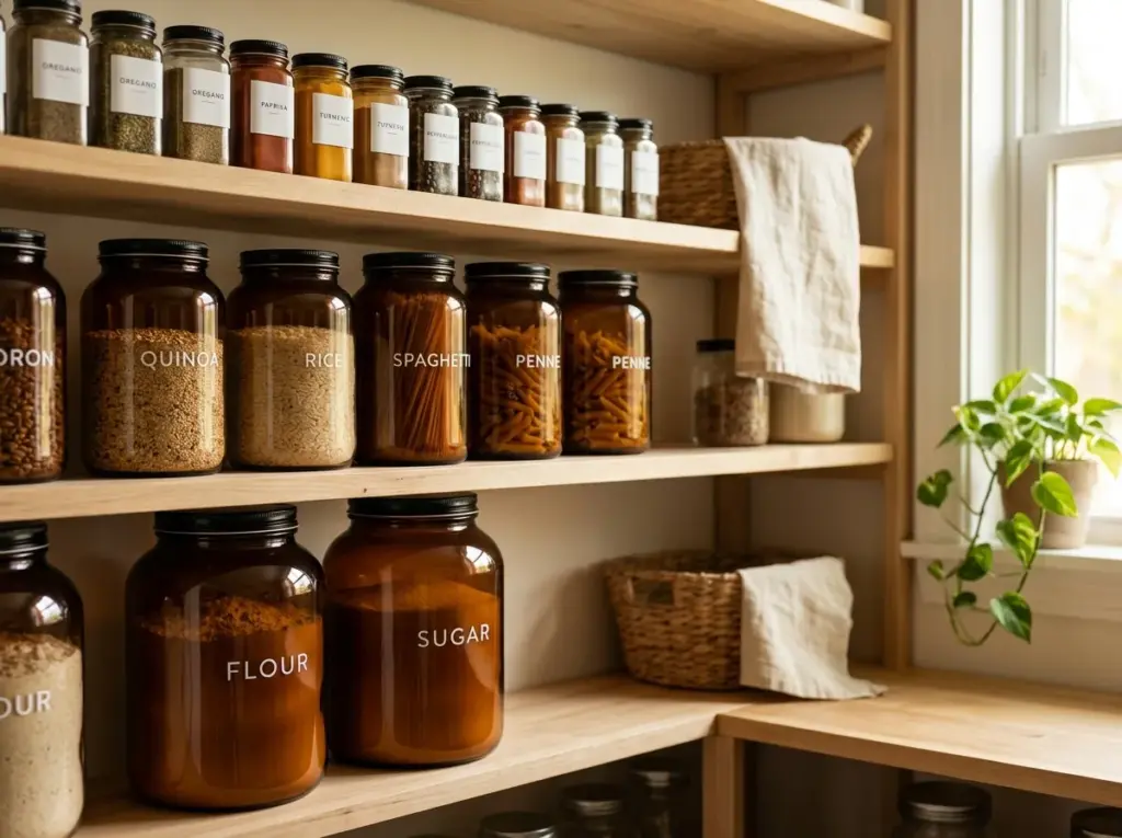 Amber Glass Pantry Jars