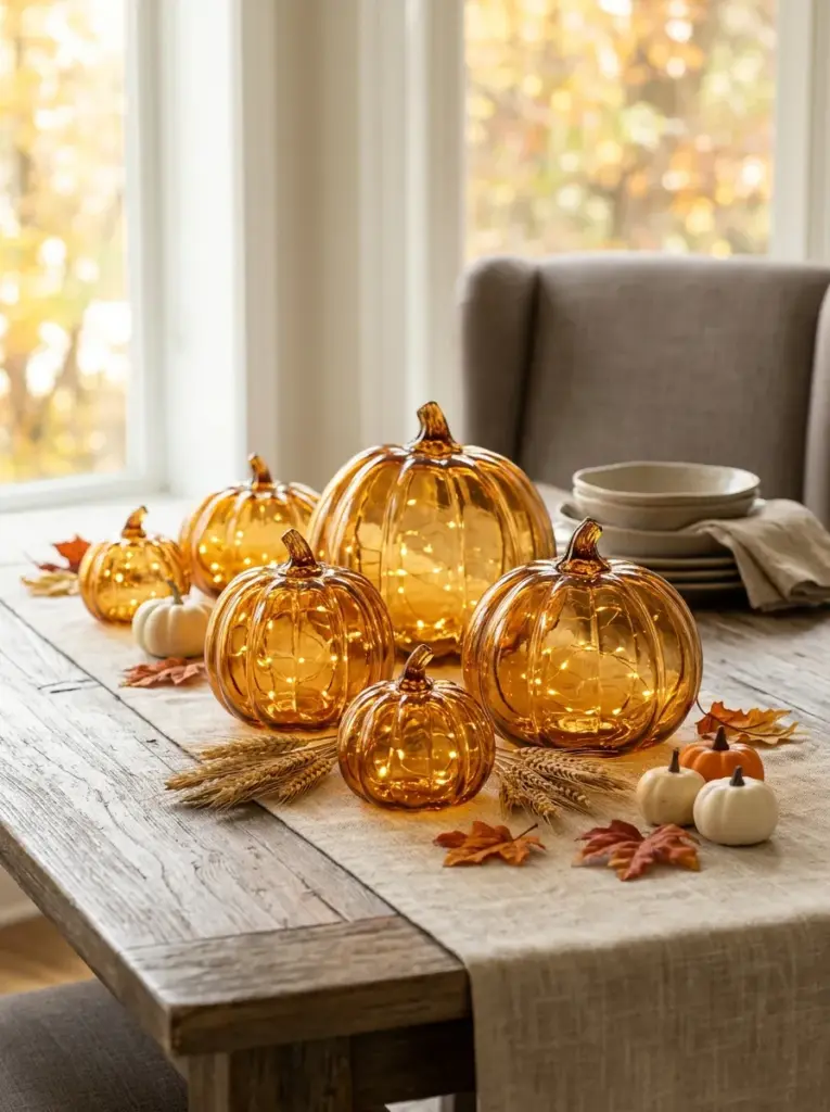 Amber Glass and Candle Displays