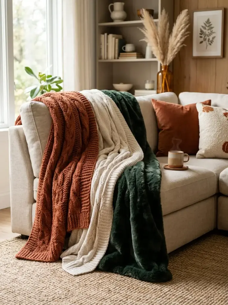 Layered Chunky Knit Blankets