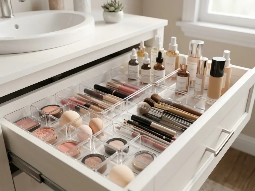 Clear Drawer Organizers for Vanity Setup