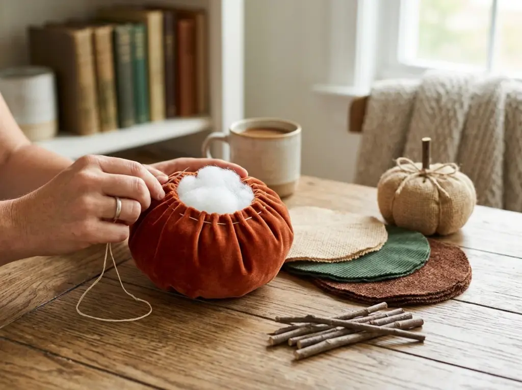 Cozy Fabric Scrap Pumpkins