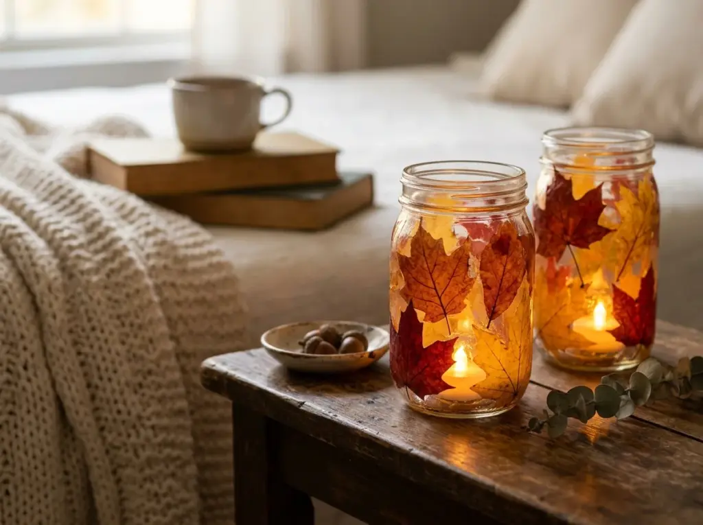 Mason Jar Leaf Lanterns