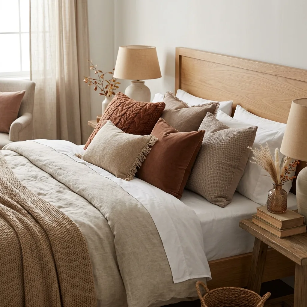 Add Warm Earth-Tone Pillows