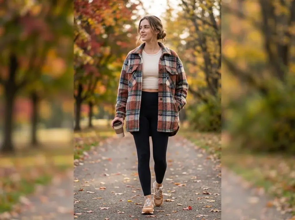 Plaid Shackets and Leggings