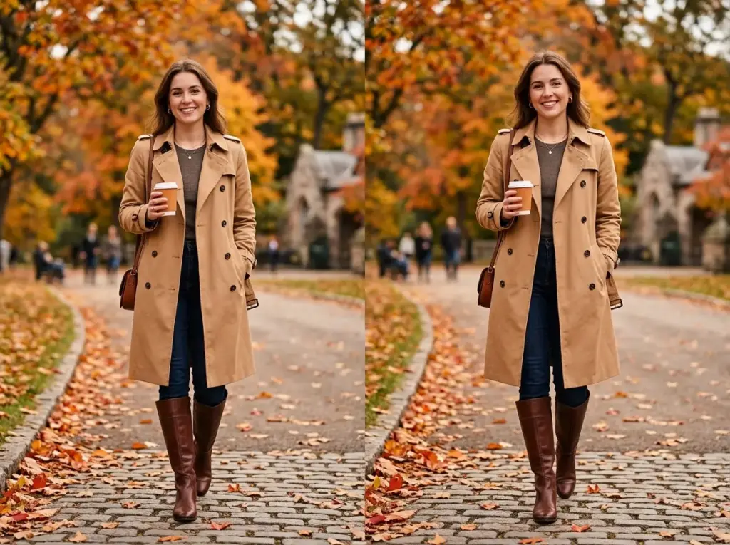 Trench Coat and Leather Boots Combo